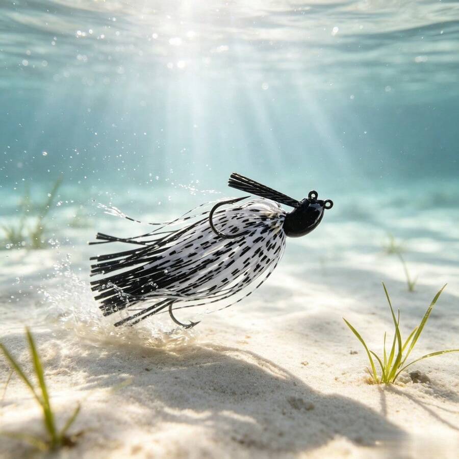 1 Pack Natural Swimming Skirted Jig Lure,  Guard Anti-Snag Lead Head Bait For Freshwater & Inshore Fishing - E - View 1