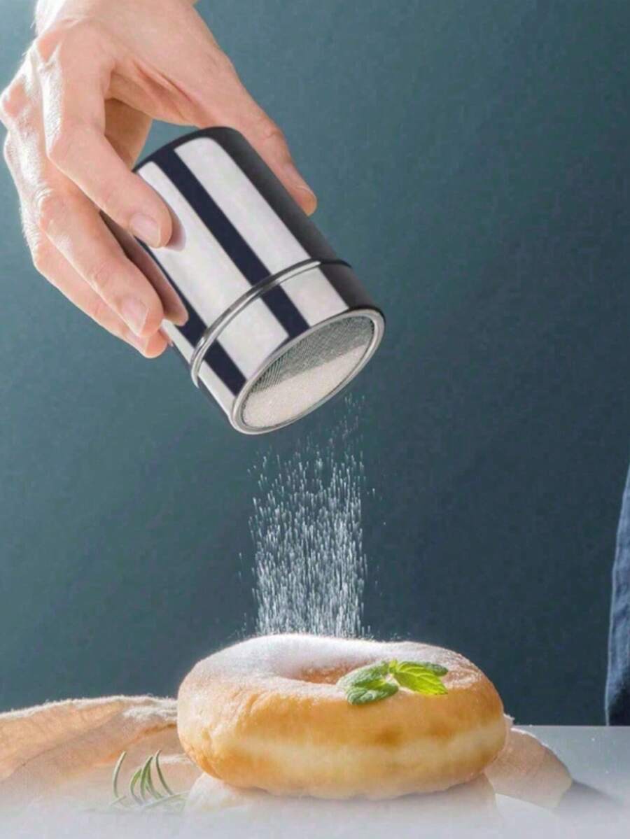 1pc Stainless Steel Powder Shaker With Lid - Fine Mesh, Can Evenly Sprinkle Baking Soda, Cocoa, Cornstarch, Coffee And Flour - Ideal Choice For Home Kitchen And Restaurant, Restaurant Kitchenware | Professional Kitchen Tools | Fine Mesh Design