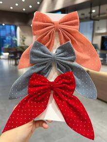 6pcs Girls Vintage Polka Dot Fabric Bow Hair Clips, Suitable For Commuting, Shopping, Fits Half-Up, Ponytail, Loose Hair, Sweet Atmosphere Hair Accessories - Multicolor - View 7