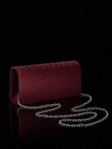 Shiny Rhinestone Evening Bag, Luxury New Women's Party Bag, Shoulder Bag, Paired With Shiny Rhinestone Pendant Necklace, Earrings, Bracelet, Suitable For Evening Party, Gathering, Party, Ball - Burgundy - View 10