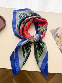 1 pieza Pañuelo cuadrado con estampado de lunares, adecuado para uso diario - S57109-Azul real - Ver 2
