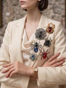 Halloween Rhinestone Spider Brooches For Women Unisex Creativity Animal Pins Party Jewelry Unique Fashion Accessories Friends Gatherings Holiday Gifts - Spider - View 5