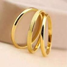 Set de 3 anillos de acero inoxidable chapados en oro de 18K, adecuado para uso diario de mujeres o como regalo - Amarillo Oro - Ver 2