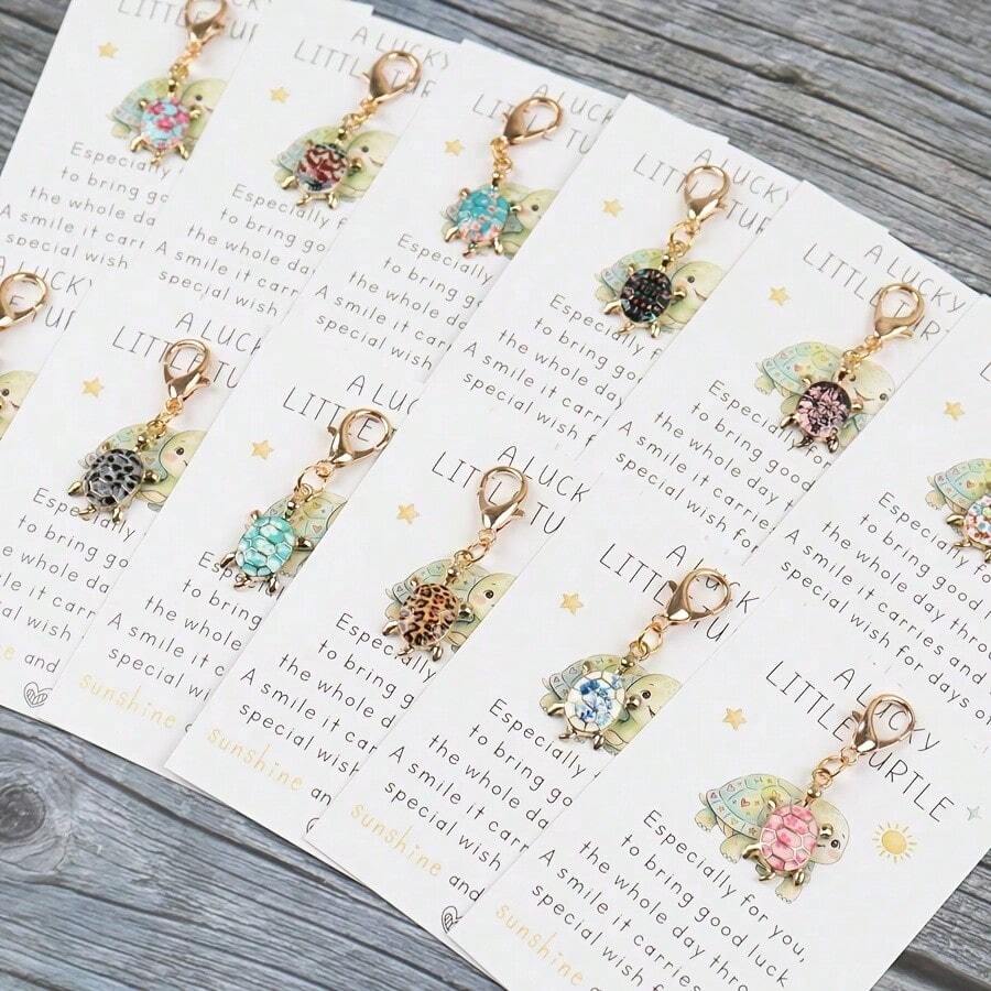 1/4/8pcs Mixed Color Cute Turtle Keychain Set, Fashionable Fun Animal Shaped Key Ring, High Quality Durable Key Storage Accessory, Mini Decorative Pendant Personalized Multi-Functional Keychain, Suitable For Thanksgiving, Teacher's Day, Back To School, Graduation Season - Multicolor - View 1