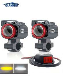 GLANBERT 2个摩托车LED大灯聚光灯投影透镜，辅助驾驶雾灯，适用于汽车、摩托车、船只、SUV - 黃白色 - 查看 10