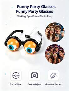 Pull‑String Blinking Googly Eyes Glasses, Funny Wacky Novelty Prank Eyewear, Party Photo Booth Props For Halloween Birthday Carnival - Multicolor - View 2
