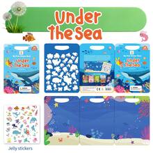 Underwater World DIY Jelly Sticker Book, Children's Removable & Reusable No-Residue Marine Creature Sticker Scene Matching Quiet Book - Baby Blue - View 8