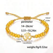 ZIRUISP 1pc Om Charm Bracelet Women Men, Crystal Beaded Adjustable Braided Rope Wristband, Boho Spiritual Jewelry, Yoga Meditation Accessory, Protection Gift - Yoga Bracelet - View 3