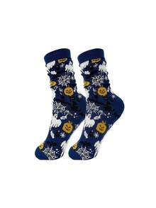 Halloween Skeleton Pumpkin Cartoon Print Casual Socks For Men And Women-Moisture-Wicking Mid-Calf Socks - Multicolor - View 8