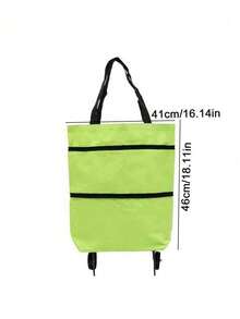 1Pc Detachable Compact Foldable Wheeled Shopping Cart, Portable Reusable Shopping Bag Handbag Shopping Cart For Travel Essentials Back To School Camping Essentials - Black - View 11
