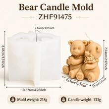 2PCS Bear Candle Mold Cute Teddy Bear Couple Silicone Mold For DIY Scented Candle Plaster Soap Making Wedding Favor Valentine Gift Home Decoration - Bear Mold - View 7
