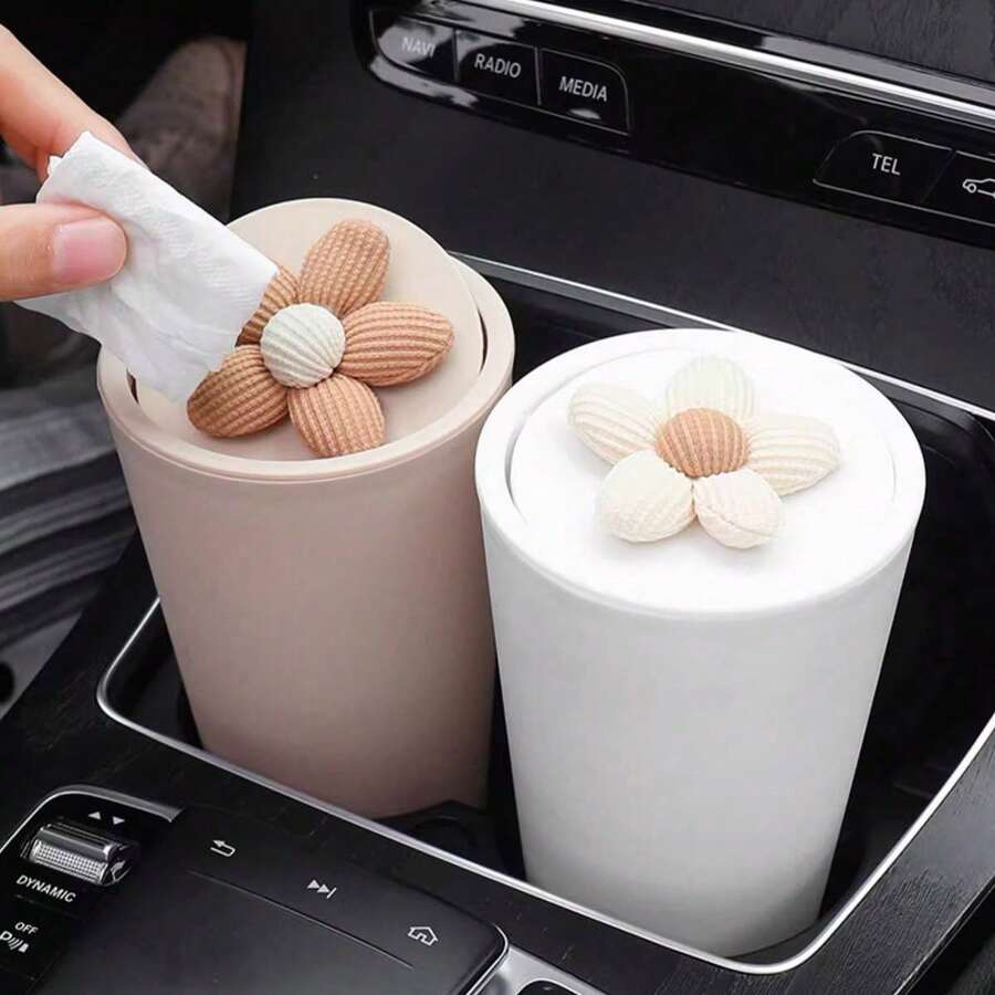 Mini Car Trash Can, Car Storage Bin, Car Trash Bag, Portable Car Trash Can, Cup Holder Trash Can - A - View 1