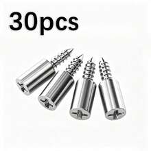 30pcs Screw-In Shelf Support Pegs - Durable Multi-Purpose Shelf Brackets, Suitable For Cabinets, Bookshelves, Wardrobes And Furniture - Easy Installation, Secure Fixing - Silver - View 10