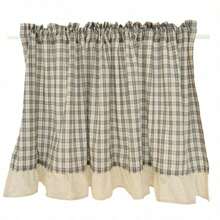 1pc American Style Half Curtain Deep Blue Line Plaid Ruffle Edge Vintage Country Door Curtain Short Kitchen Curtain - Multicolor - View 8