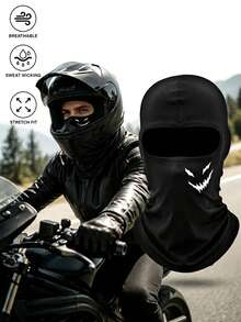 1/3PCS Devil Grin Print Cooling Balaclava, Breathable Quick Dry Full Face Mask, Windproof Helmet Liner Neck Cover For Motorcycle Riding, Cycling & Outdoor Sports - Multicolor - View 4
