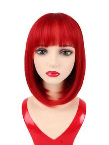 Short Straight Bob Synthetic Wigs Pink Hair Wig With Bangs For Women Cosplay Cute Wig Heat Resistant Fiber Halloween Wear - Multicolor - View 23