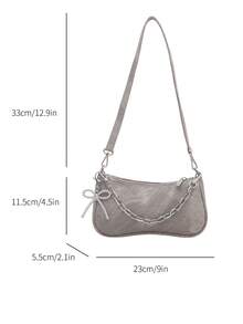 New Fashion Versatile Textured Shoulder Bag Underarm Bag For Women - Grey - View 5