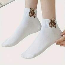 1/510 pares de calcetines sin costuras para mujer, diseño lindo de panda y corazón, tela de punto transpirable y absorbente de humedad, suave y lisa, adecuados para deportes y vacaciones, calcetines tipo barco, el mejor regalo para amigos y familiares - Multicolor - Ver 3