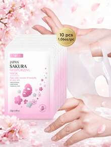 1/5/10PCS Sakura Collagen Essence Mask - Anti-Aging, Moisturizing, Whitening, Firming, Smoothing Fine Lines, Shrinking Pores, Brightening Skin Tone, Suitable For Summer, Christmas Gift Box, Can Be Used For Makeup And SPA - Multicolor - View 3
