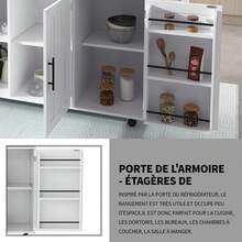 Large Sideboard/Buffet White - With Wheels And Sliding Doors - White - View 5