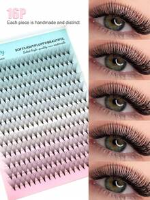 240pcs 16P Dense Curly 0.07 Handmade Exquisite Tapered Bloom Easy Grafting Professional Fan-Shaped Lightweight Fluffy Defined Realistic Eyelashes - D - View 3