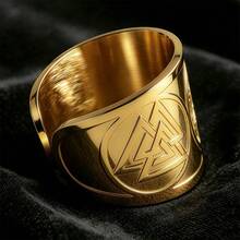 Stainless Steel Viking Triangle Knot Open Ring, Symbol, Unisex, Giving Courage, Bringing Glory, Iconic Totem To Change Destiny, Top Choice For Norse Mythology Enthusiasts - Open Ring - View 2