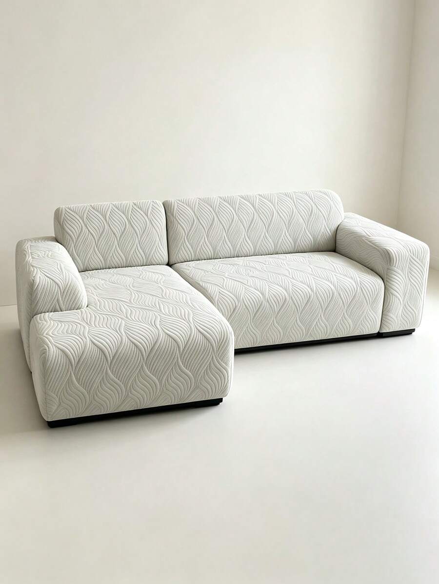Thickened Stitched Jacquard Sofa Cover Set, European Home Style, 1/2/3/4 Seater Sofa Protector, With Elastic Bottom And Trim - Light Grey - View 1
