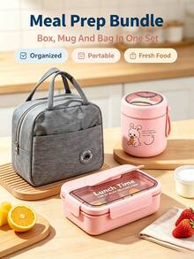 1pc 720ml Adult Lunch Box With Utensils And Leak-Proof Lid, 3-Compartment Divided Lunch Box, 1pc Durable 304 Stainless Steel Leak-Proof Lunch Box With Stainless Steel Utensils, Easy To Clean, 1pc Insulated Food Container, Vacuum Lunch Box - Multicolor - View 11