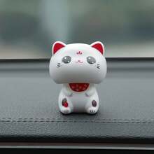 Se ilumina al exponerse a la luz [Gato de Cabeza Grande - Versión Ojos Abiertos] Coche de juguete para niños de plástico ABS (resina ABS). - Cabeza que asiente con luz [Gato de cabeza grande - versión ojos abiertos] - Ver 1