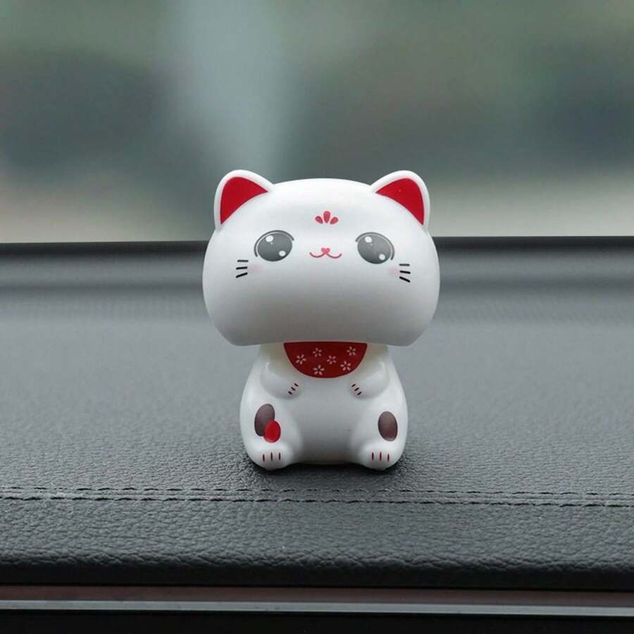 Se ilumina al exponerse a la luz [Gato de Cabeza Grande - Versión Ojos Abiertos] Coche de juguete para niños de plástico ABS (resina ABS). - Cabeza que asiente con luz [Gato de cabeza grande - versión ojos abiertos] - Ver 1