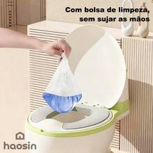 Troninho Infantil Desfralde Ergonômico Base Antiderrapante Recipiente Removível Brinde Escova Limpeza Para Casa Viagem Creche Presente Bebê - cinza + escova de limpeza - Visão 6