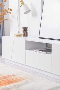 Moderner TV-Schrank 170 Cm. Diagonaler Patchwork-Stil. - White - View 9