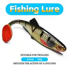1 buah/6 buah Umpan Plastik Lunak Ekor Keriting Ukuran Besar 20cm 59g Umpan Lunak Bionik Realistis untuk Memancing di Laut, Memancing Trolling, Memancing Air Tawar dan Air Asin - MultiWarna - View 2