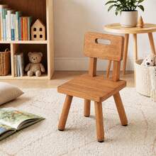Nordic Solid Wood Footrest Stool With Backrest, Small Entryway Shoe Changing Bench With Handle - Brown - View 5