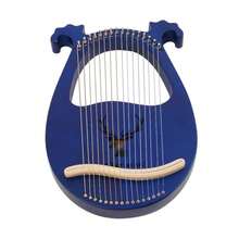 16 String Blue Lyre Harp Mahogany With Antler Design For Beginners Adults Gifts - Default - View 8