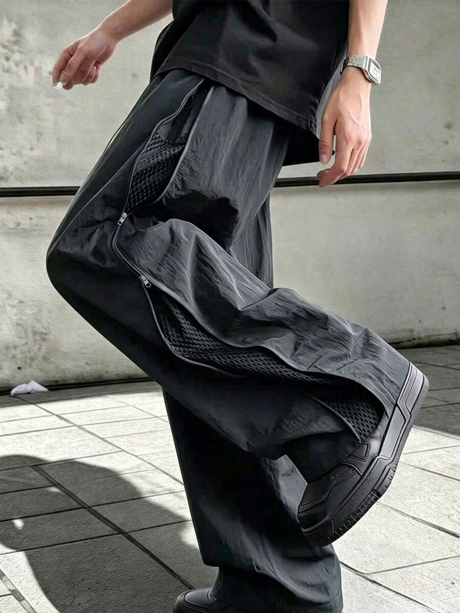 男士休閒寬鬆直筒運動長褲 春夏時尚長褲 - 深灰色 - 查看 1