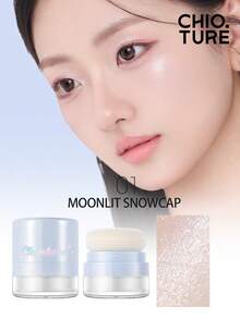 CHIOTURE Galaxy Shimmer 鑽石亮片高光粉，濃郁亮澤珍珠光澤，多用途提亮粉，適用於臉部、內眼角與身體，細緻亮片修容粉，適合初學者 - 01 Moonlit Snowcap - 查看 7