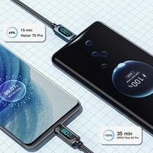 Essager Type C Cable 100W 7A PD Fast Charging Charger USB C With LED Display Cable Data Wire For Laptop Mobile Phone Tablet Nan - Black - View 2