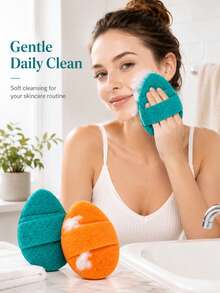 1/3pcs Deep Cleansing Exfoliating Facial Sponge, Random Color, Reusable, Removes Blackheads And Deep Dirt, Prevents Acne, Suitable For Beauty Skincare, African Net Sponge, Exfoliating Glove, Back Scrubber - Multicolor - View 3