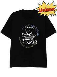 Streetwear T-Shirt Autumn Izzue Graphic Print Tee Unisex - 黑色 - 查看 1