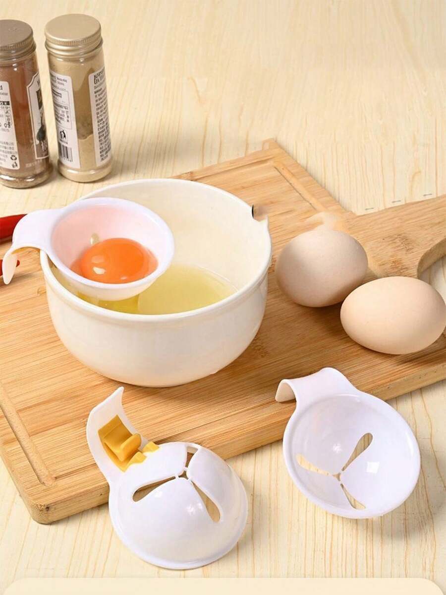 Kitchen Egg White Separator, Egg Yolk And White Separator, Compact And Convenient Egg Separator Filter For Home Baking, 3pcs - White - View 1