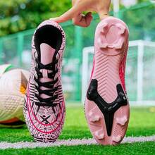 1 Pair Adult Football Cleats, AG/FG Studs, Outdoor Artificial Turf Sports Shoes, Indoor 5-A-Side Football Training Shoes, Professional Rugby Shoes - Pink - View 9