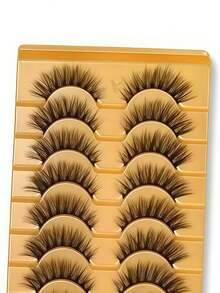 10/7 Pairs 15mm Cross-Style Extended Outer Corner False Eyelashes - Black - View 8