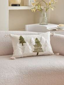LCUHPCL 1 buah Sarung Bantal Bordir 3D Gaya Bohemian Motif Pohon Pinus & Gunung Bersalju, Dekorasi Rumah untuk Sofa, Ruang Tamu, Kamar Tidur, Ruang Makan, dan Lainnya - Krem - View 13