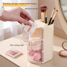 Caja de almacenamiento multifuncional de escritorio con diseño de compartimentos, adecuada para brochas de maquillaje - Multicolor - Ver 5