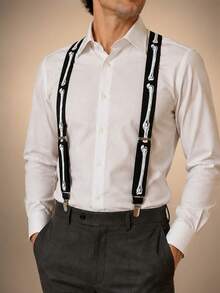 Men's High Elasticity 2.5cm Suspenders - Black - View 8