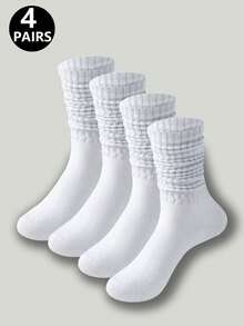 1/2/3/5/6/10/20 Pairs Women's Pure White Round Neck Socks, Suitable For Foot Size (35-39) (Cardboard Not Included) - Multicolor - View 7