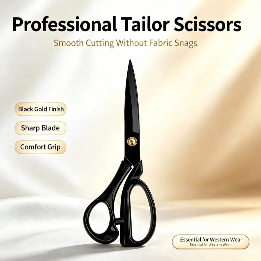 10 Inch Heavy Duty Tailor Scissors - Steel Blades, Suitable For Fabric, Leather And Crafting - Ergonomic Handle, Suitable For Sewing, Trimming And Office Use - Christmas And Halloween Gift - Black - View 1