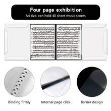 40-Page 4-Sided Spiral A4 Music Score Binder, Choir Performance Dedicated Music Score Storage Folder, Large Capacity Sheet Music Organizer - 1pc - View 7
