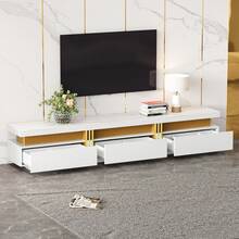 White Coffee Table - Particle Board Side Table For Living Room - 白色 - 查看 7